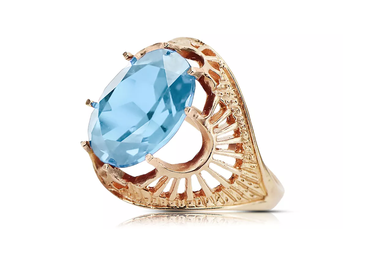 Vintage Ring Unikátny Aquamarine Original Vintage 14K Produkt s Pink Gold Vrc003R